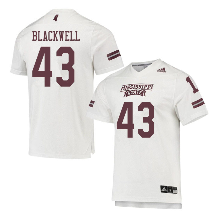 Men #43 Paul Blackwell Mississippi State Bulldogs College Football Jerseys Sale-White